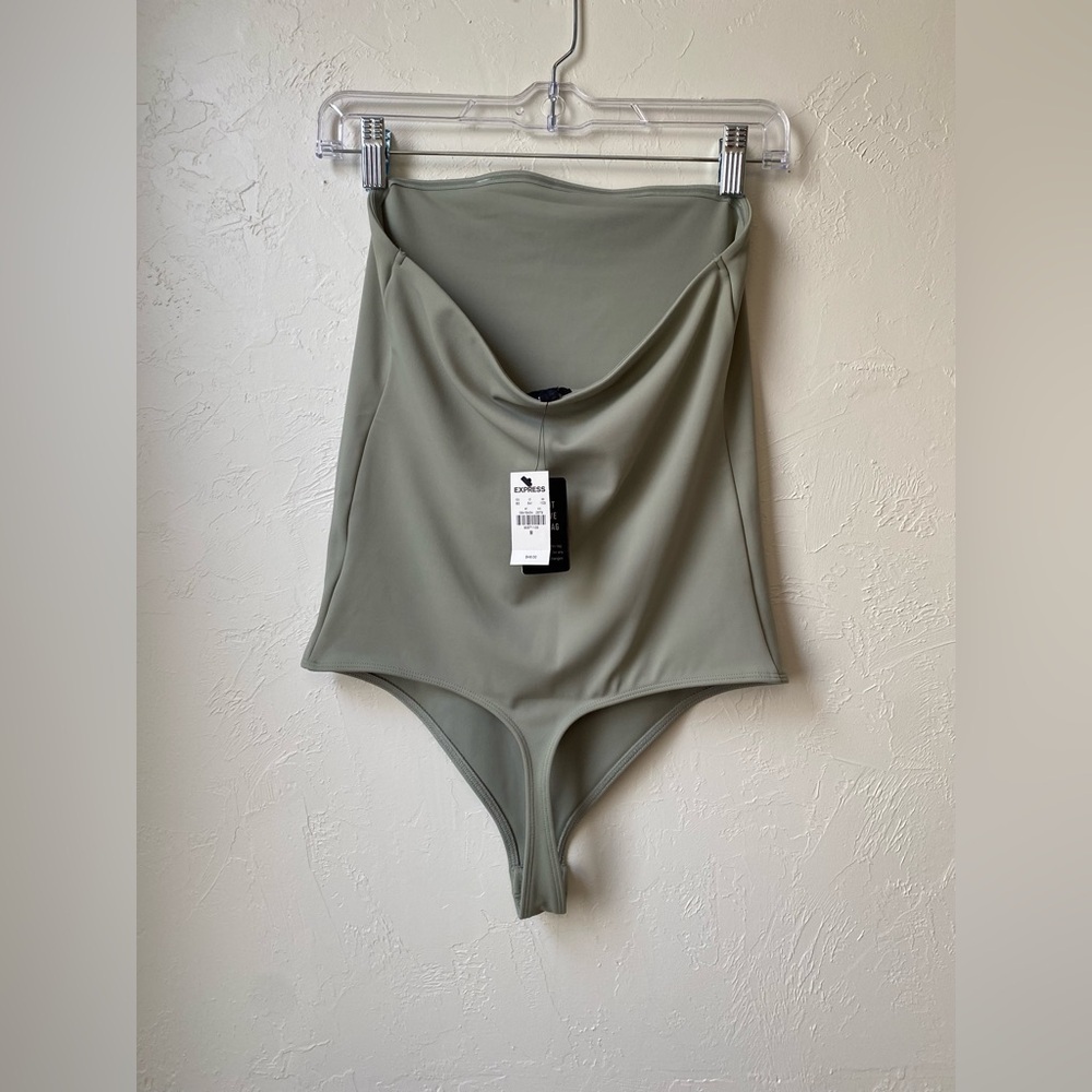 NWT Express Body Contour Strapless Bodysuit Sage Green Stretch Size M - Picture 3 of 6